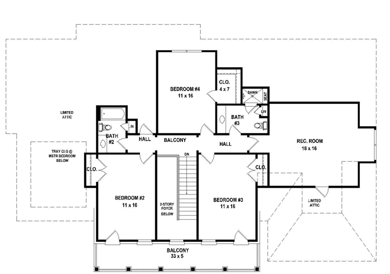 Plantation House Plan Second Floor - 087D-1705 - Shop House Plans and More