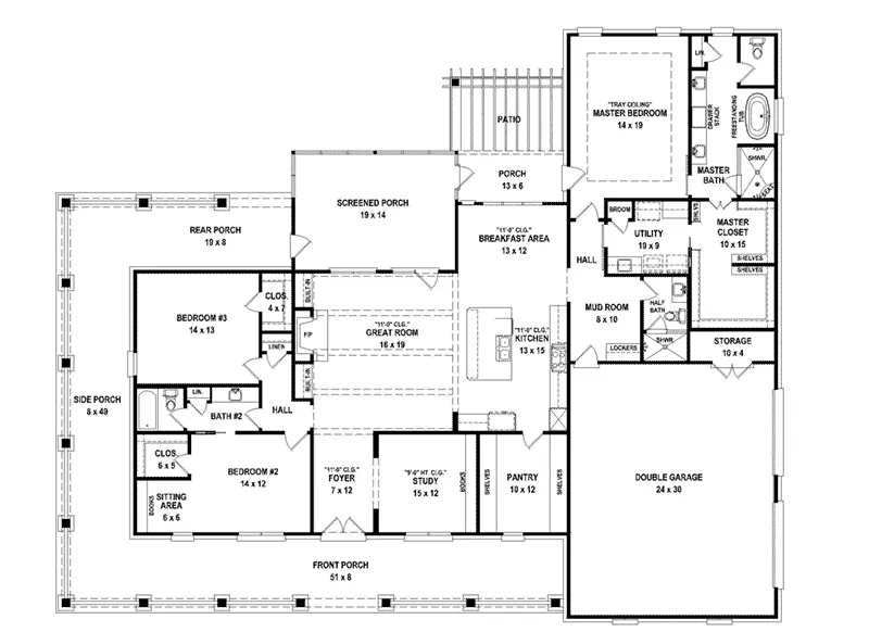 Ranch Home Plan First Floor 087D-1775