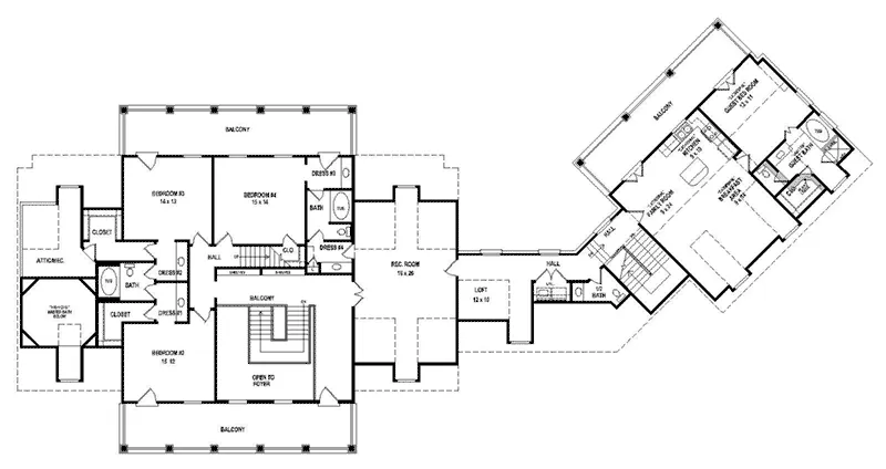 Southern Home Plan Second Floor 087S-0328