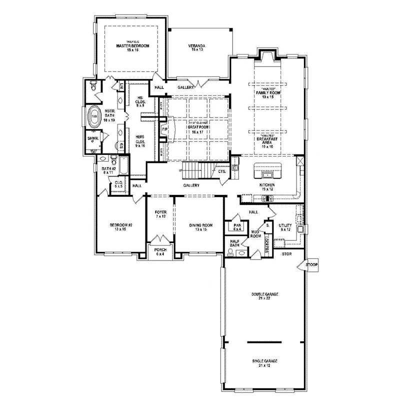 Traditional Home Plan First Floor 087S-0336