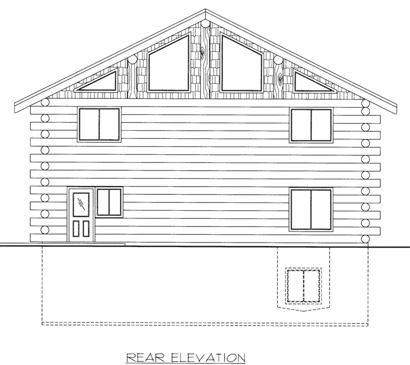 Log House Plan Rear Elevation - 088D-0404 - Shop House Plans and More