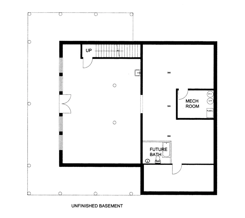 Log Cabin House Plan Lower Level Floor - 088D-0405 - Shop House Plans and More