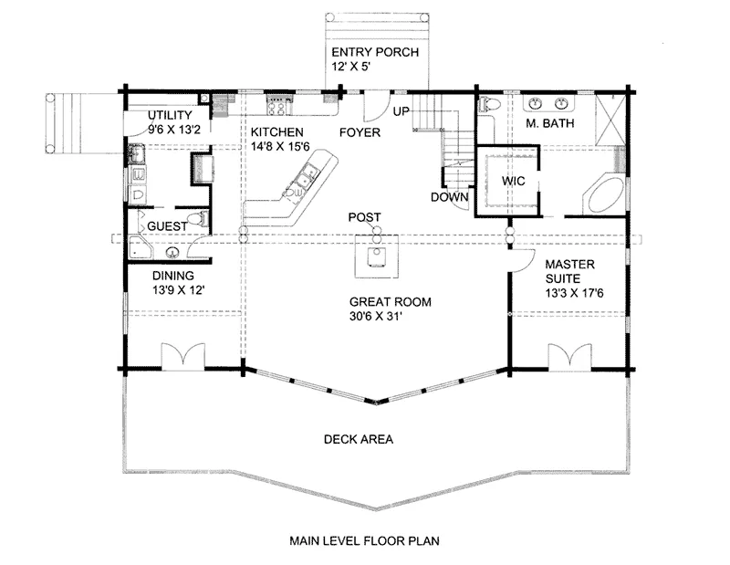 Log Cabin Home Plan First Floor 088D-0408
