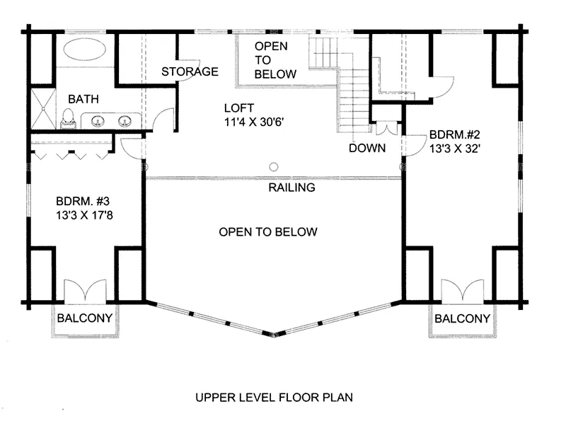 Log Cabin Home Plan Second Floor 088D-0408