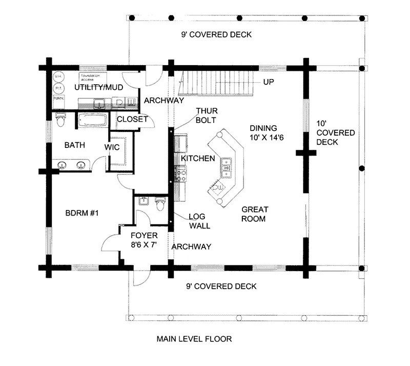 Log Cabin Home Plan First Floor 088D-0409