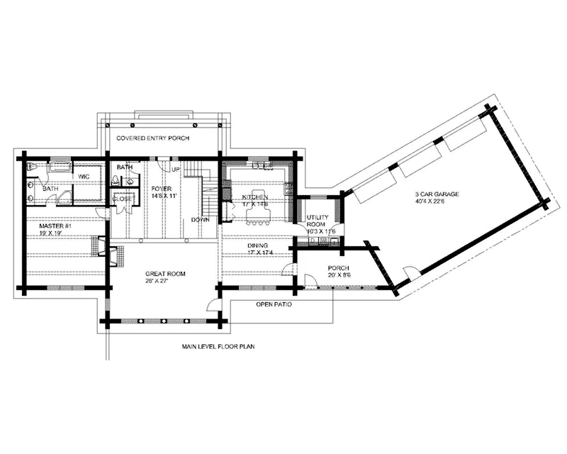 Log Cabin House Plan First Floor - 088D-0410 - Shop House Plans and More