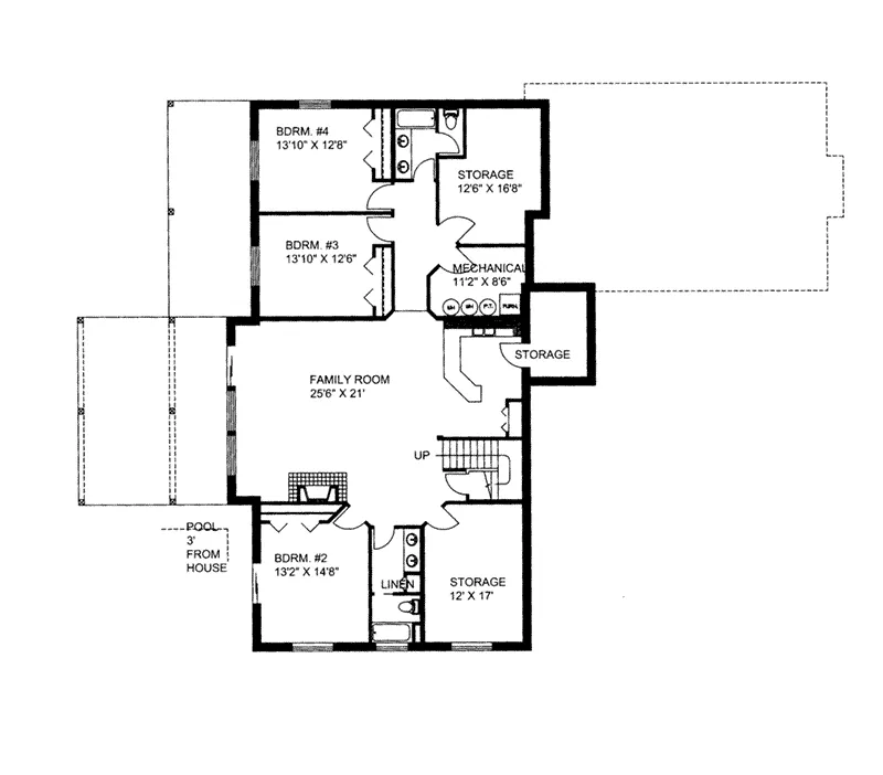 Lake House Plan Lower Level Floor - 088D-0421 - Shop House Plans and More