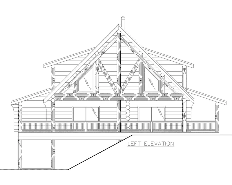 Log Cabin House Plan Left Elevation - 088D-0633 - Shop House Plans and More