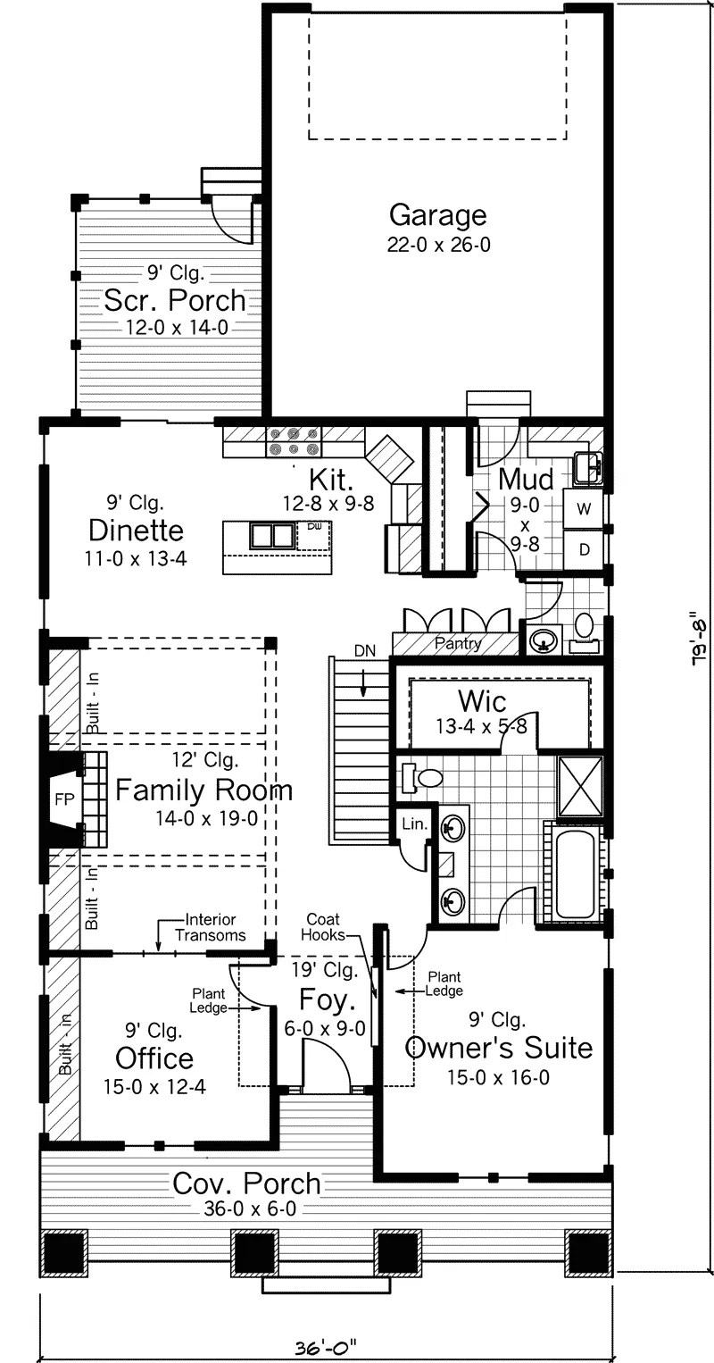 Bungalow Home Plan First Floor 091D-0480