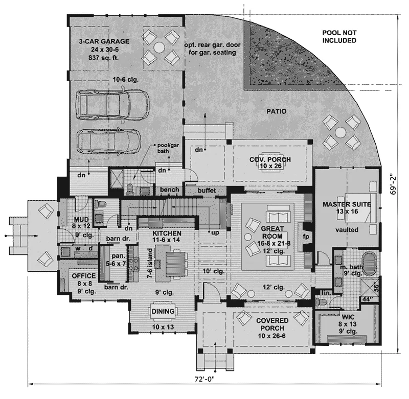 Southern Home Plan First Floor 091D-0509