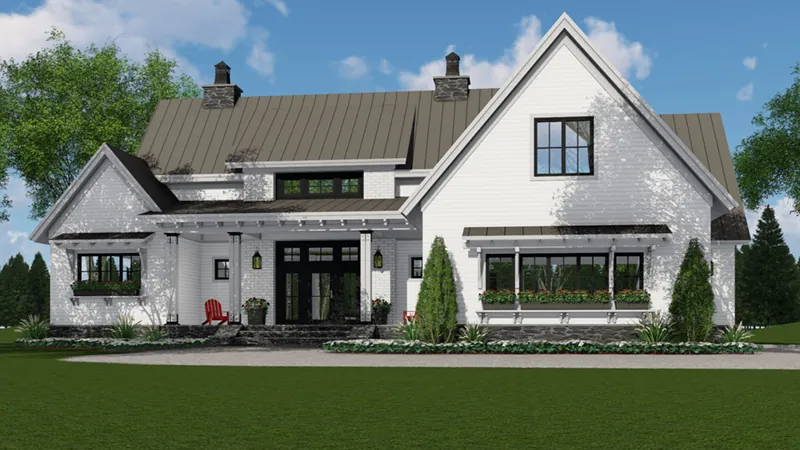 Modern Farmhouse Plan Front of Home - 091D-0510 - Shop House Plans and More