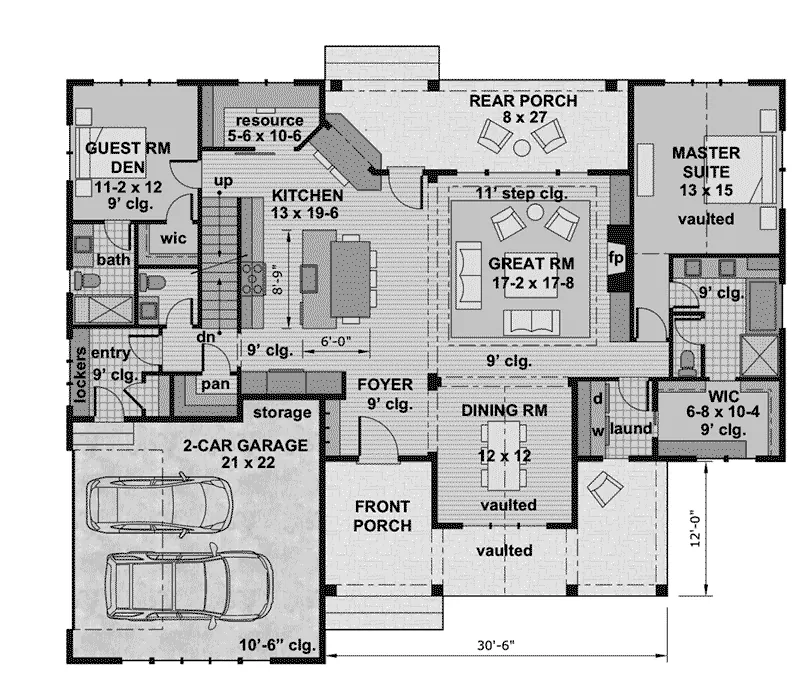 Ranch Home Plan First Floor 091D-0520