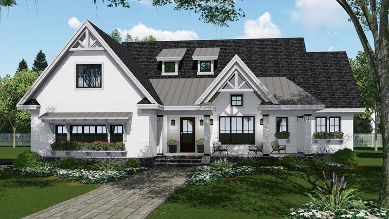Modern Farmhouse Plan Front of Home - 091D-0520 - Shop House Plans and More