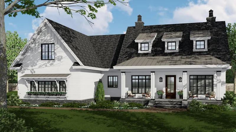 Modern Farmhouse Plan Front of Home - Terry Hill Modern Farmhouse 091D-0521 - Shop House Plans and More