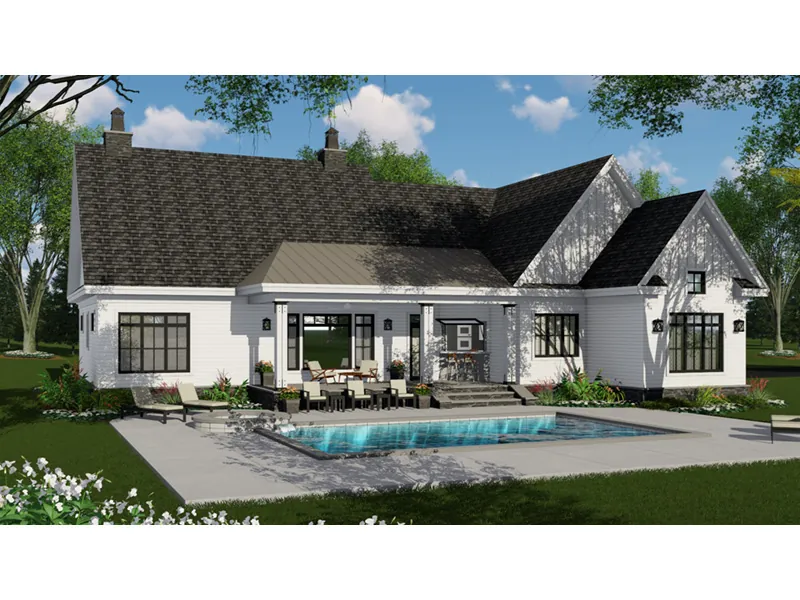 Modern Farmhouse Plan Rear Photo 01 - Terry Hill Modern Farmhouse 091D-0521 - Shop House Plans and More
