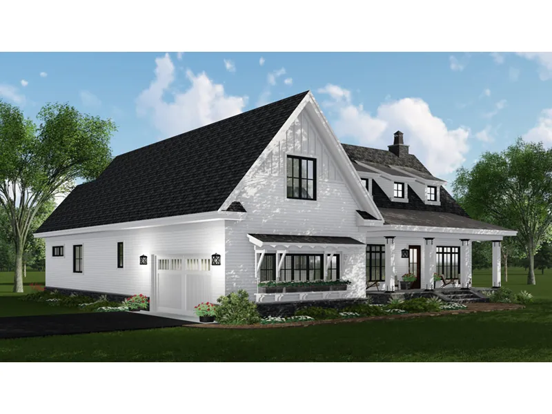 Modern Farmhouse Plan Side View Photo 01 - Terry Hill Modern Farmhouse 091D-0521 - Shop House Plans and More