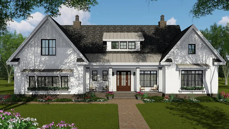 Modern Farmhouse Plan Front of Home - 091D-0523 - Shop House Plans and More
