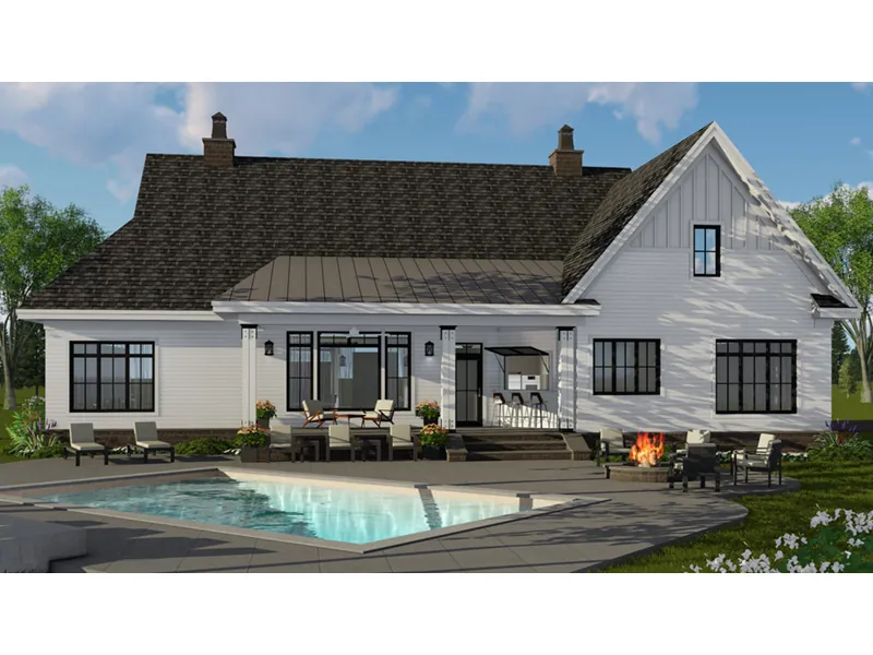 Modern Farmhouse Plan Rear Photo 02 - 091D-0523 - Shop House Plans and More