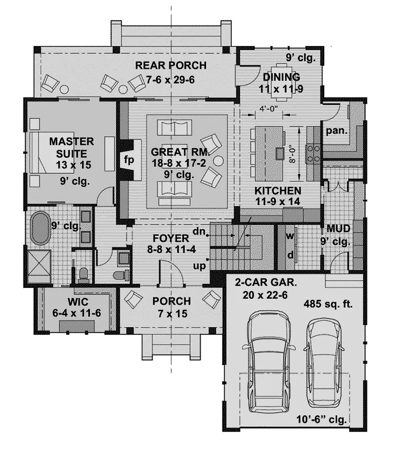 Country Home Plan First Floor 091D-0525