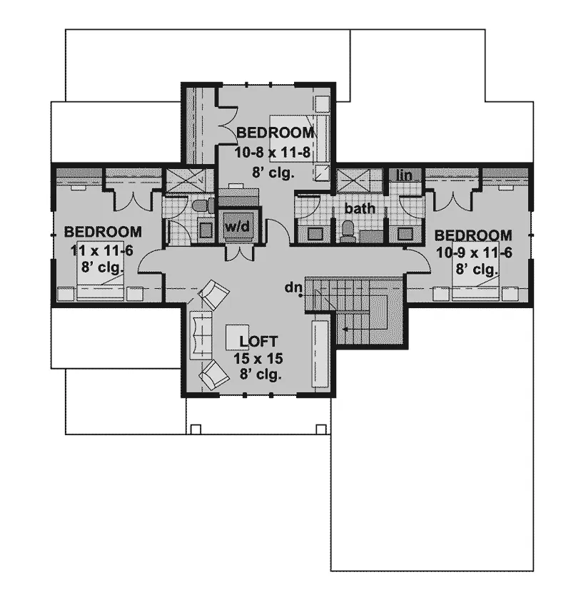 Southern Home Plan Second Floor 091D-0526