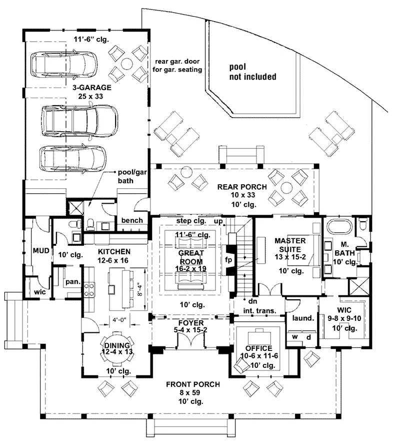 Lowcountry House Plan First Floor - 091D-0529 - Shop House Plans and More