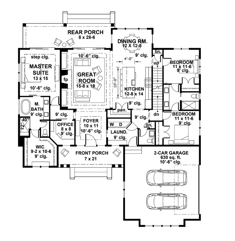 Florida House Plan First Floor - Kerston Hill Modern Farmhouse 091D-0530 - Search House Plans and More