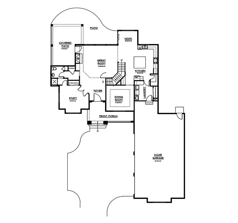 Prairie House Plan First Floor - Lavrenti Italian Style Home 101D-0001 - Shop House Plans and More