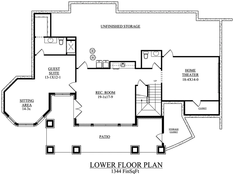 Rustic House Plan Lower Level Floor - Sanchez Trail Rustic Home 101D-0025 - Shop House Plans and More