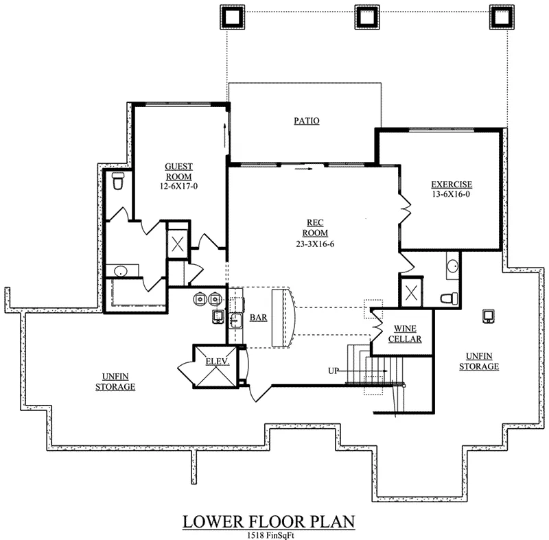 Arts & Crafts House Plan Lower Level Floor - Wolfe Trail Craftsman Home 101D-0037 - Shop House Plans and More