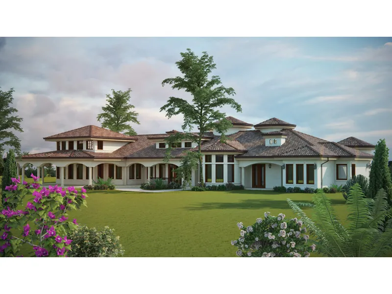 Spanish House Plan Rear Photo 01 - Paradise Beach Luxury Home 101D-0048 - Shop House Plans and More