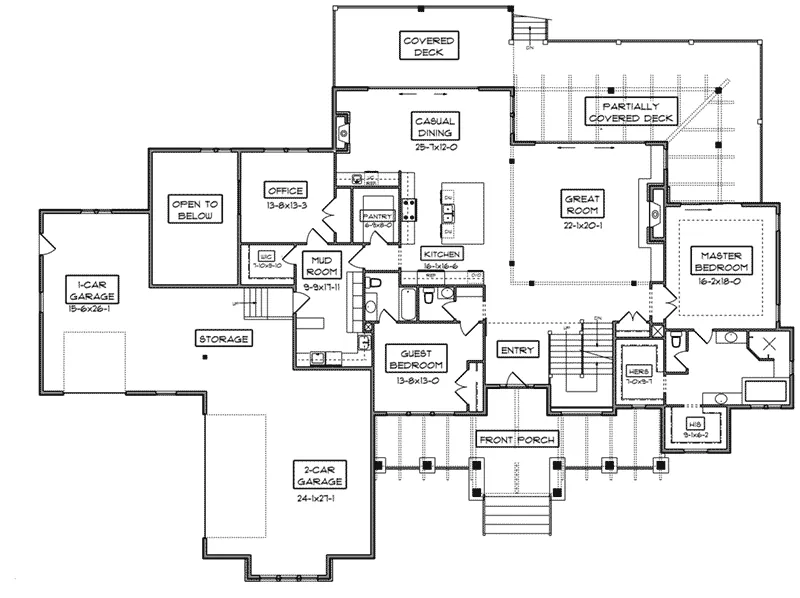 Shingle Home Plan First Floor 101D-0050