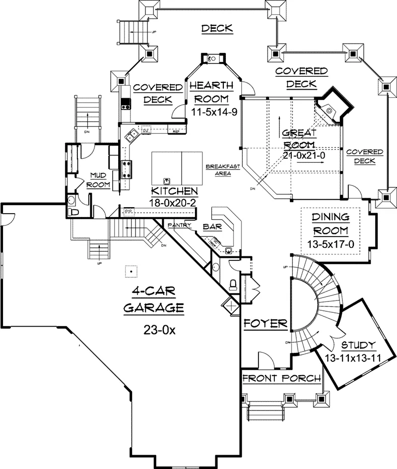 Luxury Home Plan First Floor 101S-0003