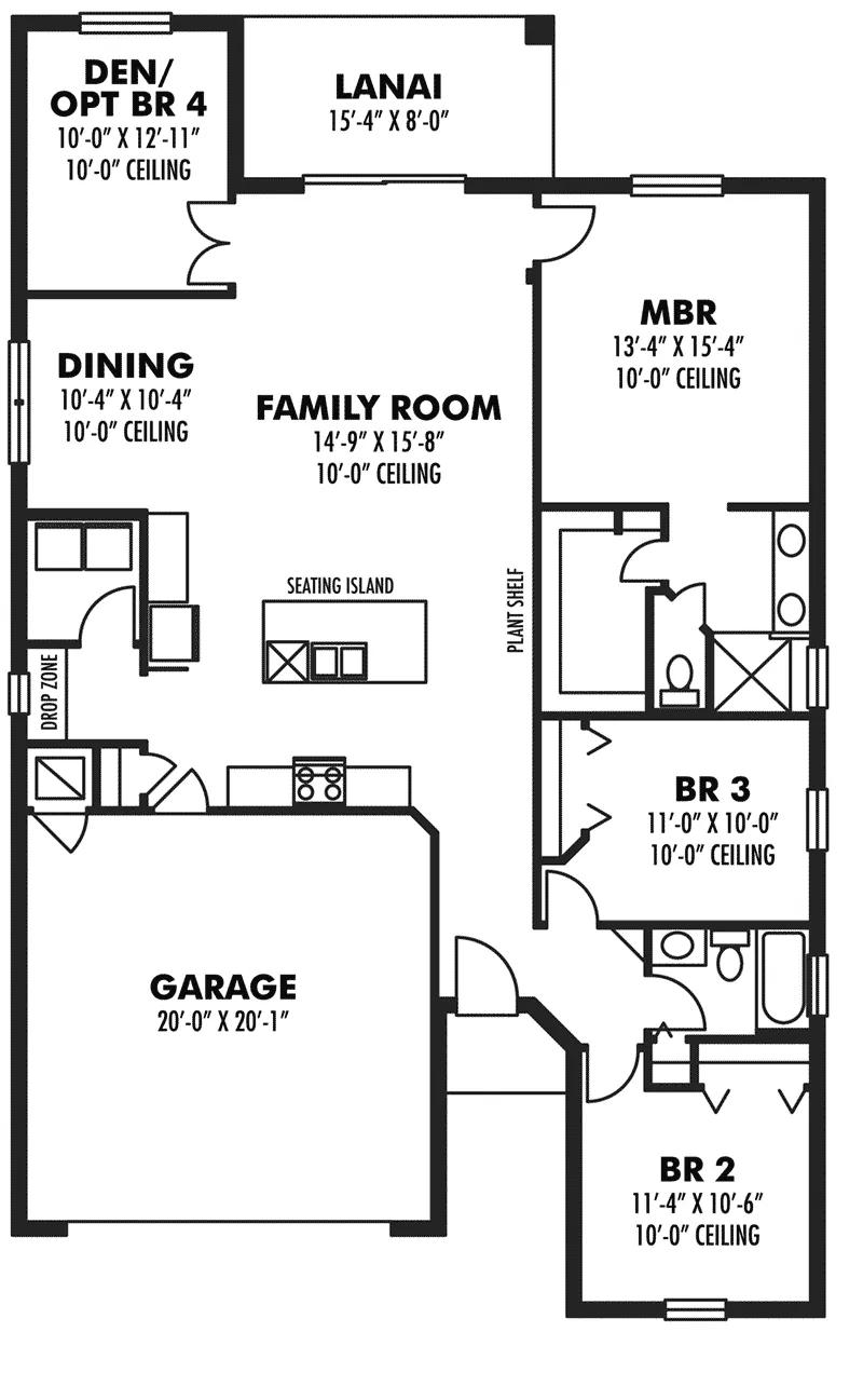 Ranch House Plan First Floor - Lonato Sunbelt Ranch Home 116D-0031 - Shop House Plans and More