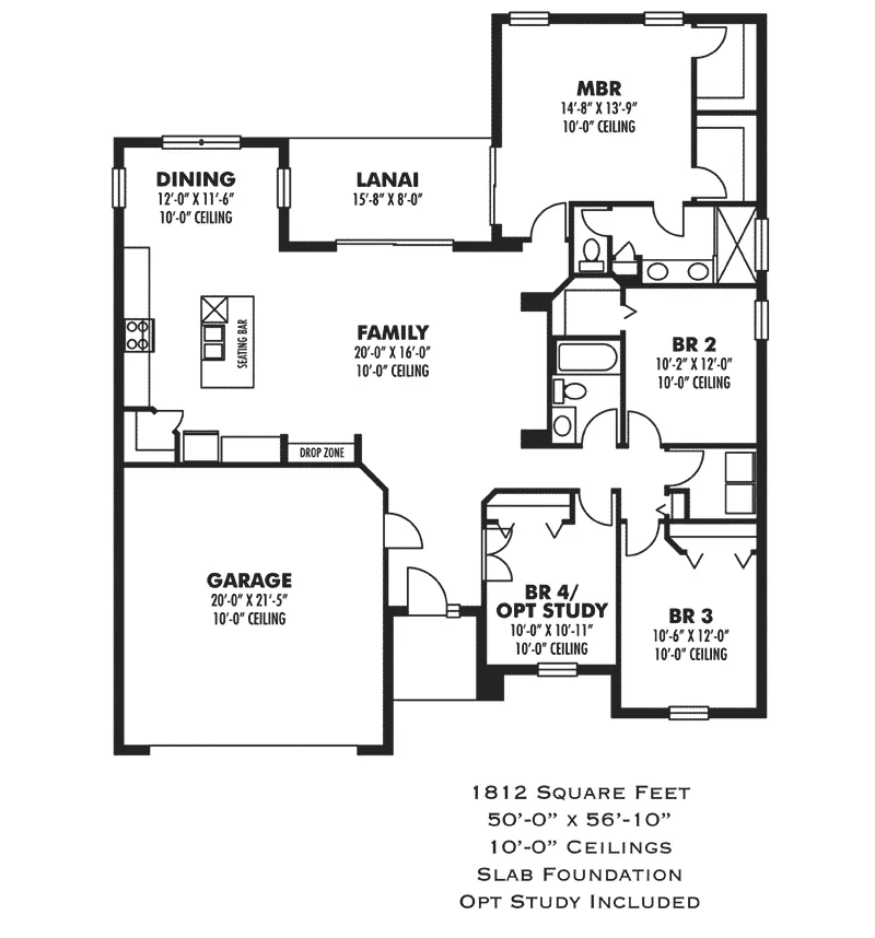 Ranch House Plan First Floor - Mandara Ranch Home 116D-0032 - Shop House Plans and More