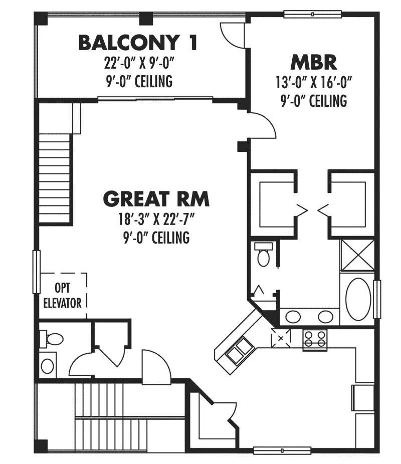Waterfront House Plan First Floor - Miami Beach Coastal Home 116D-0034 - Shop House Plans and More
