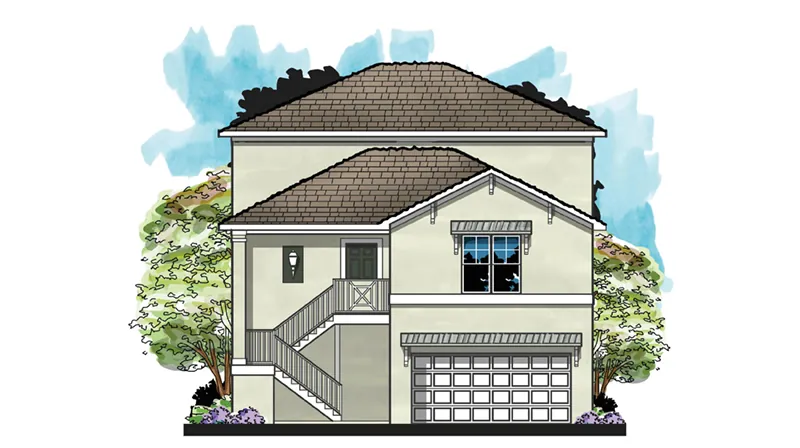 Waterfront House Plan Front of Home - Miami Beach Coastal Home 116D-0034 - Shop House Plans and More