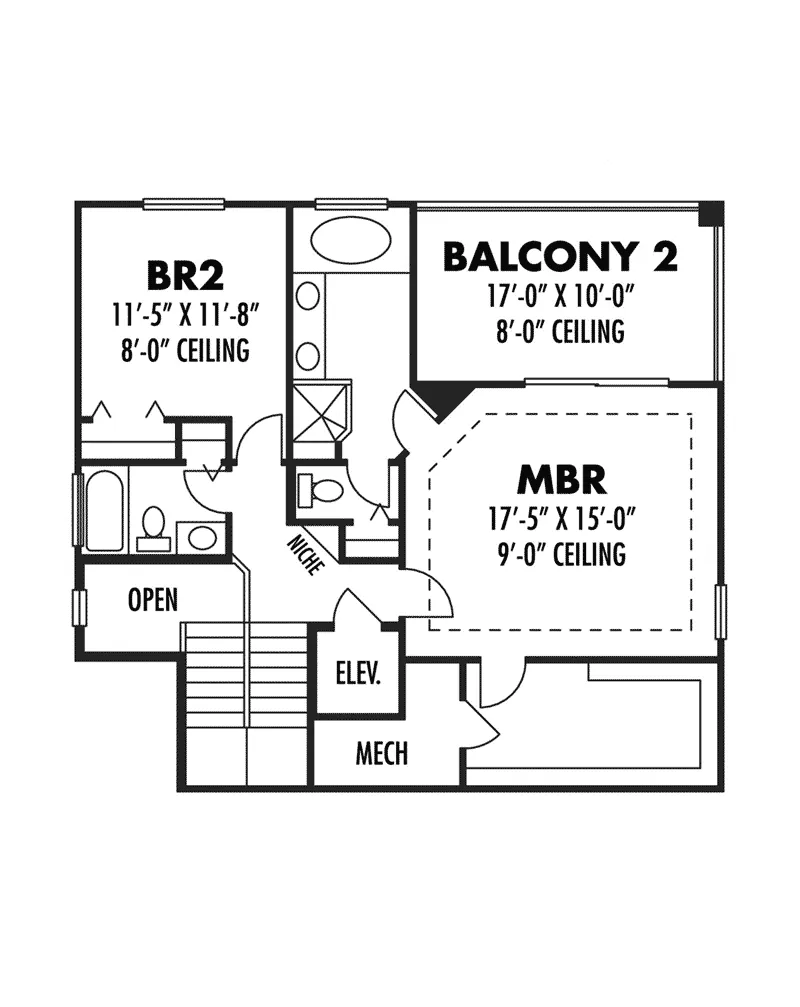 Beach & Coastal House Plan Second Floor - Monita Mediterranean Home 116D-0036 - Shop House Plans and More