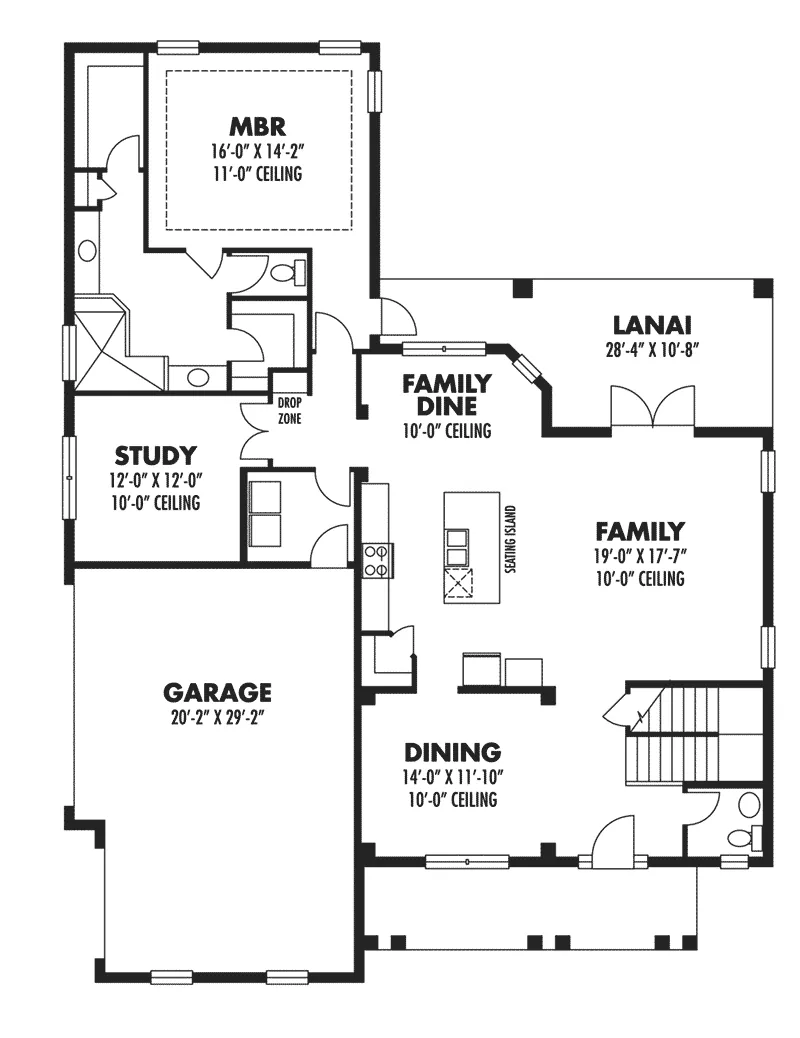 Craftsman Home Plan First Floor 116D-0042