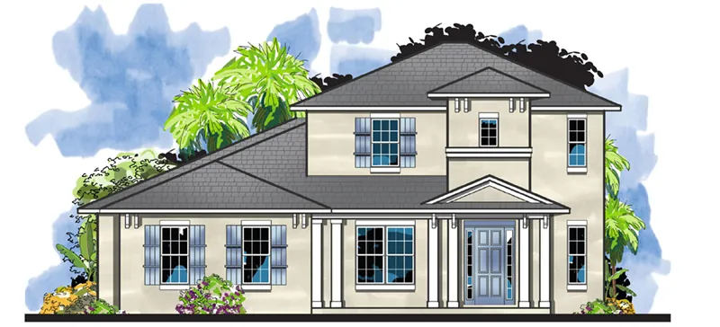 Craftsman House Plan Front of Home - Perla Florida Sunbelt Home 116D-0042 - Shop House Plans and More