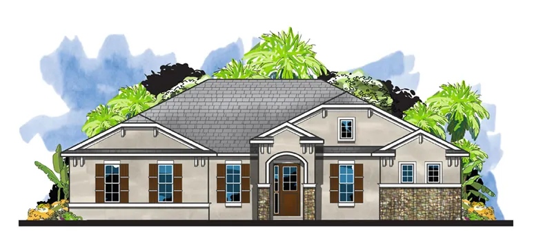 Ranch House Plan Front of Home - Phoenix Sunbelt Home 116D-0043 - Shop House Plans and More