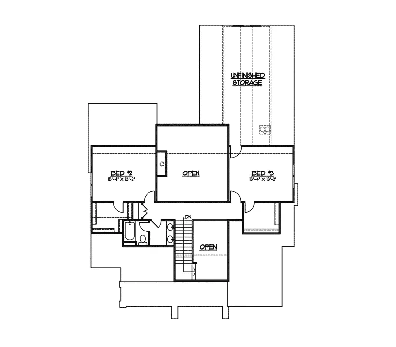 Bungalow Home Plan Second Floor 119D-0004