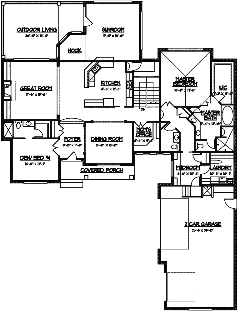 Ranch House Plan First Floor - Strathearn Craftsman Home 119D-0005 - Shop House Plans and More