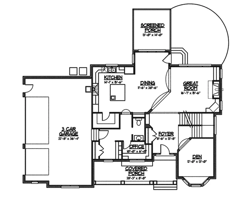 Traditional Home Plan First Floor 119D-0006