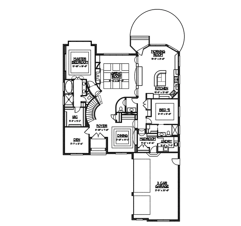 Country French House Plan First Floor - Flora Park Country French Home 119D-0007 - Search House Plans and More