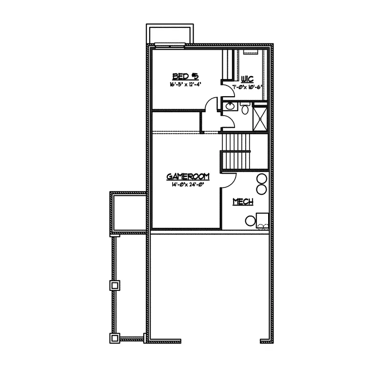 Craftsman Home Plan Lower Level 119D-0009