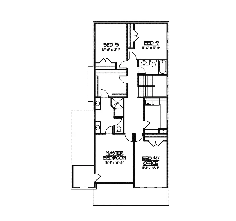 Craftsman Home Plan Second Floor 119D-0010