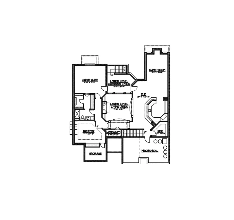 Neoclassical Home Plan Lower Level 119D-0013