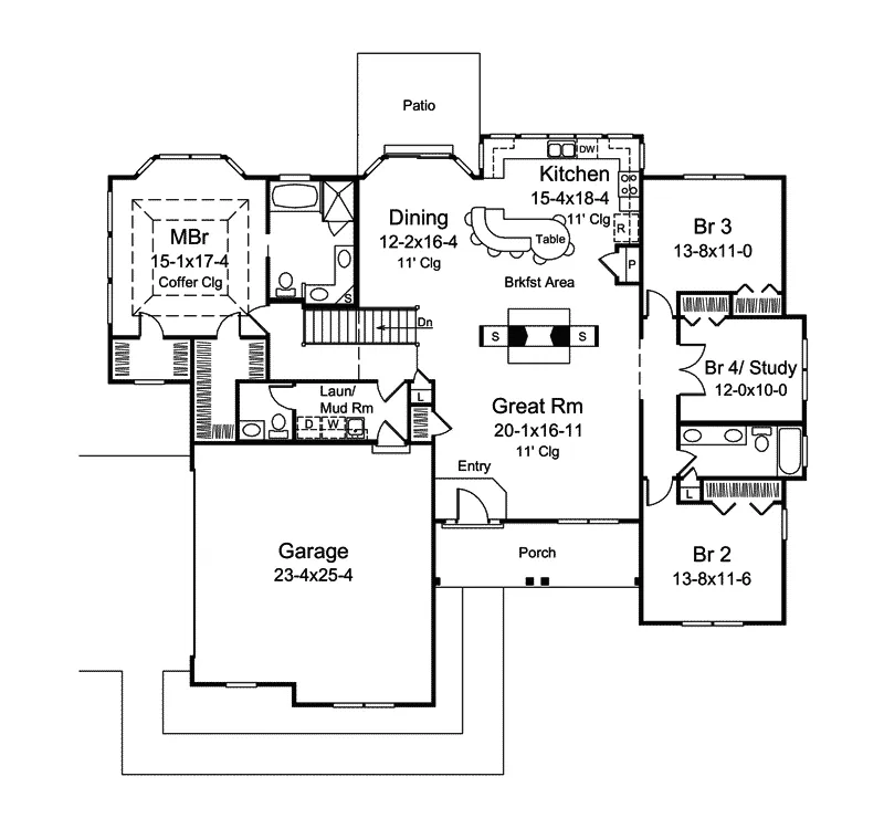 Country Home Plan First Floor 121D-0006