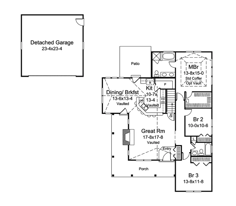 Cabin & Cottage Home Plan First Floor 121D-0016