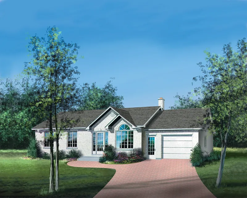 European House Plan Front of Home - Karen Creek Ranch Home 126D-0314 - Search House Plans and More